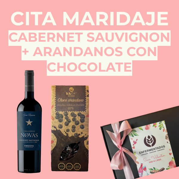 Cita Maridaje: Vino Cabernet Sauvignon + Arándanos bañados en chocolate.