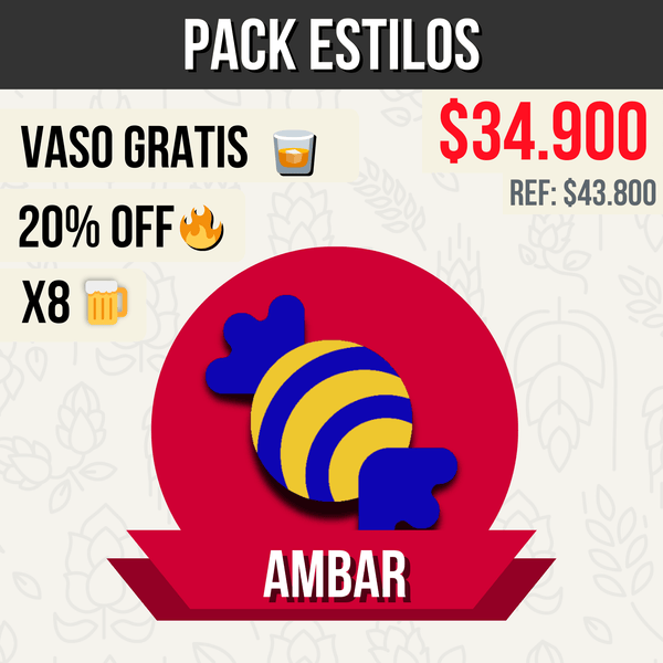 Pack Ámbar | Explorador 8 Cervezas + Vaso Gratis | 20%OFF